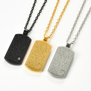 Collier pendentif carré en acier inoxydable, style Hip Hop Punk, avec breloque Dog Tag, ne ternit pas, cadeau pour hommes et femmes - Product Image 1