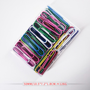 Colored Paper <b>Clips</b> 50Mm 100Pcs Boxed Office Supplies Plastic Coated Metal <b>Clips</b> For Documents And Papers - Product Image 3
