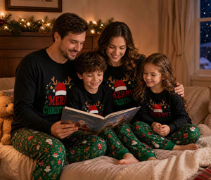 Lässige Loungewear 2026 Weihnachtsthema Bedrucktes Eltern-Kind-Set Langarm Lange Hose Familien-Pyjamas Hauskleidung Schlafanzüge - Product Image 3