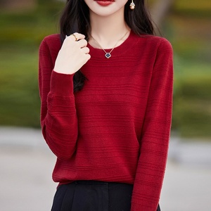 Suéter de Punto Acanalado Corto Estilo Coreano <span class=keywords><strong>La</strong></span> <span class=keywords><strong>Chapelle</strong></span>, Cuello Redondo Grueso, Color Sólido, para Mujer, Otoño, Manga Larga, Top Interior - Product Image 4