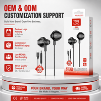 Écouteurs intra-auriculaires filaires WISDOMUP EJ-64 Type-C étanches IPX-5 avec chipset JL, basses profondes, son stéréo HiFi, codec AAC et cordon de 1,2 m