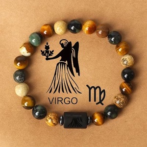 Brazalete de Cristal y Diamantes de Imitación con Diseño de Ojo de Tigre y los Doce Signos del Zodiaco, Estilo Bohemio Ortodoxo, Superventas - Product Image 1