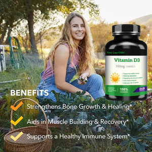 Integratori Vegani OEM di Vitamina D3, Calcio, Magnesio e Zinco, Compresse di Vitamina D3 5000UI 10000UI, Capsule di Vitamina D3 K2 - Product Image 4