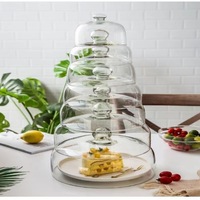 Cloche à gâteau en verre transparent écologique avec poignée à bouton, cloche ronde pour la fraîcheur et l'exposition de pâtisseries et de desserts