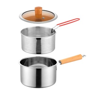 Durable Stainless Steel Multi‑function Cooking <b>Pot</b> With Frying Basket <b>For</b> Deep Fry Boil Simmer Baby Complementary Food And Soups - Product Image 5