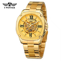 Montres mécaniques à mouvement automatique WINNER 8184 pour hommes, acier inoxydable, mode sport, tourbillon, squelette, étanche