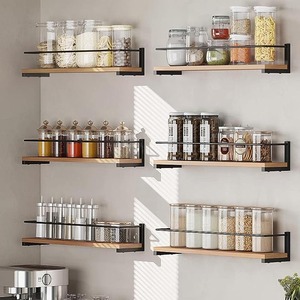 Gia vị giá treo tường, gỗ mộc mạc treo giá cho trên bếp, tường bếp, 2 Gói - Product Image 4