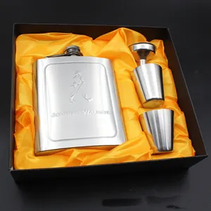 Özel baskı logosu 7oz paslanmaz çelik vakum Hip Flask Shot kupası seti hediye kutusu ile lazer baskı