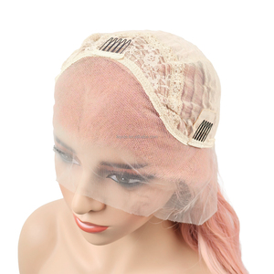 Parrucche Lunghe <span class=keywords><strong>Rosa</strong></span> Chiaro Semintrecciate a Mano, Popolari in Europa e America, Ondulate, in Fibra Sintetica Resistente alle Alte Temperature per Donne - Product Image 5