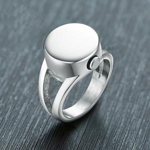 Kustom grosir tahan air baja tahan karat pria wanita kremasi perhiasan abu berukir guci kenang-kenangan cincin - Product Image 3