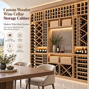Cave à vin en bois sur mesure Minghou – Système de rangement moderne pour villas de luxe, bars à domicile et projets de caves à vin - Product Image 1