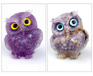 2.3 inch Tay Chạm Khắc tinh thể tự nhiên nhựa tổng hợp cú bức tượng chữa bệnh đá quý động vật trang trí tinh thể tự nhiên đá - Product Image 4