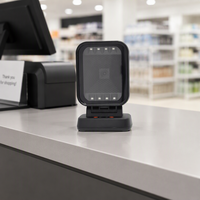 Lecteur de codes-barres de bureau omnidirectionnel 2D filaire USB, scanner de codes QR pour les points de vente, les supermarchés et les caisses.
