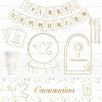 Ensemble de vaisselle jetable en papier Damai pour la première communion, articles de fête écologiques pour célébrations religieuses