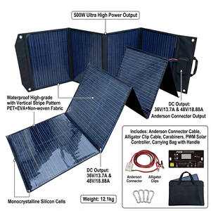 Panel <span class=keywords><strong>Solar</strong></span> Plegable de 500W, 18V/36V, Conector Anderson, Alta Eficiencia, Impermeable, Cargador <span class=keywords><strong>Solar</strong></span> Monocristalino para 12V-72V - Product Image 3