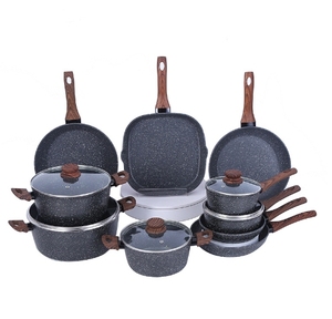 Juego de Ollas de Cocina de Varios Modelos, de Piedra Maifan y Aluminio, con Mango de Madera Grueso - Product Image 1