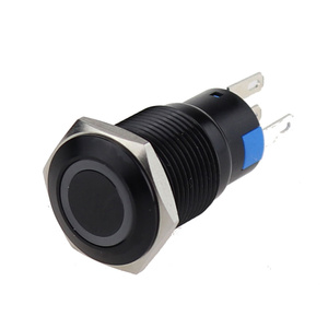 16mm 래칭 셀프 리셋 링 조명 금속 블랙 220V 푸시 버튼 스위치 - Product Image 1