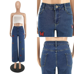 Y21828 Best-Selling Autumn Plus Size <strong>Jeans</strong> Pants <strong>Women</strong> <strong>Embroidered</strong> Washed <strong>Jeans</strong> Trousers Denim <strong>Jeans</strong> for <strong>Women</strong> - Product Image 6