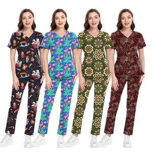 2025 Australia personalizado impreso enfermería Scrubs Top camisa puro algodón Scrubs uniformes conjunto Halloween Navidad impreso Dental Scrub - Product Image 1