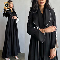Zaynab Open Kimono Hoodie Magnifiquement Agrémentée Ramadan Abaya pour Femme Arabie Saoudite Style Respirant Robe Musulmane