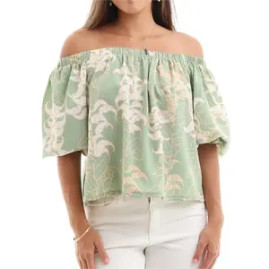 하와이 스타일 여자 사용자 정의 디자인 100% 레이온 셔츠 블라우스 여자 탑 여름 캐주얼 짧은 소매 셔츠
