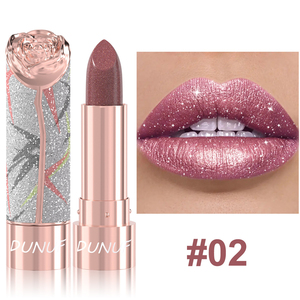 Rouge à lèvres 3D Rose Shimmer, lèvres veloutées et scintillantes, longue tenue, hautement pigmenté, maquillage des lèvres étincelant pour les fêtes et l'usage quotidien - Product Image 2