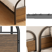 Cadre de lit double en fer forgé simple et personnalisé avec panneaux en bois, lit plateforme moderne pour chambre d'hôtel, appartement