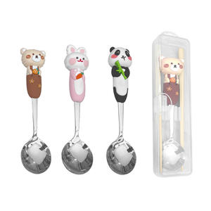 Nuovo <span class=keywords><strong>Set</strong></span> di stoviglie 304 in acciaio inossidabile per bambini, bacchette e cucchiaio portatili per studenti della scuola primaria per feste - Product Image 1