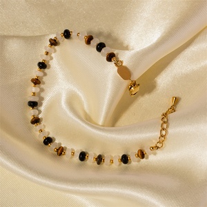 Fine Beaded <b>Chain</b> Jewelry Custom logo <b>Titanium</b> Steel Gold Plated Natural Stone Bracelets - Product Image 5