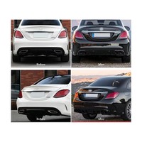 Diffuseur arrière amélioré S63 AMG W205 Bodykit Diffuseur arrière avec tuyau d'échappement Noir Argent