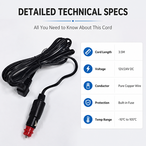 Cable de Alimentación para Refrigerador de Coche de 3.5M 12V/24V, Cable con Enchufe para Encendedor de Cigarrillos y Fusible para Refrigerador Portátil de Coche - Product Image 6