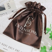 Sac à cheveux en satin personnalisé avec logo OEM en gros, sac à cordon de luxe en soie pour cosmétiques, cadeau, perruque, lingerie, sac anti-poussière