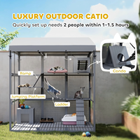 Enclos pour chat en bois de sapin d'extérieur, écologique, durable, résistant aux intempéries, avec échelle et porte verrouillable pour jardin