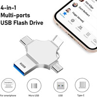 Chiavetta USB OTG 4 in 1 a Prezzo di Fabbrica, Memoria USB Type-C, Pen Drive OTG 8GB 16GB 32GB 64GB 128GB per iPhone Samsung