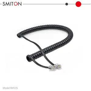 2m Copper Coiled RJ9 4P4C Phone Cord-Black