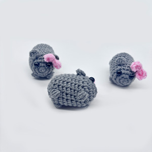 Handmade Quà Tặng Trang Trí Nội Thất Dễ Thương Mini Crochet Sang Trọng Thú Nhồi Bông Đồ Chơi Buồn Hamster Với Bow Tình Bạn Keychain - Product Image 5