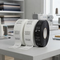 Vente directe usine – Ruban satin uni blanc/noir 24 mm, étiquette « Nettoyage à sec uniquement », tissu satiné en gros