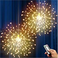 LED-Feuerwerk-Lichterkette Batteriebetrieben Fernbedienung Wasserdicht Warmweiß Mehrfarbig für Festdekoration