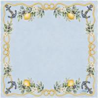 Tapis de Mahjong à Bordure en Corde d'Ancrage Nautique Citron, Housse de Table de Jeu Carrée en Néoprène Bleu Clair