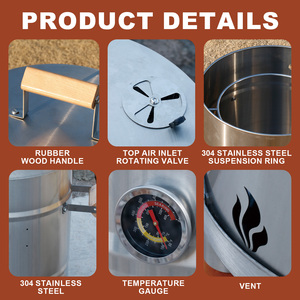 DA-Dinithron <span class=keywords><strong>Barbecue</strong></span> Portatile <span class=keywords><strong>a</strong></span> Barile in Acciaio Inossidabile, Multi-combustibile (Legna e Carbonella), Ideale per Cucinare in Giardino - Product Image 3