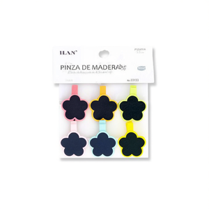 ไม้หนีบผ้าไม้ Ilan พร้อมกระดานดำขนาดเล็ก 3.5 ซม. 6 ชิ้น สำหรับจัดระเบียบโน้ต - Product Image 1