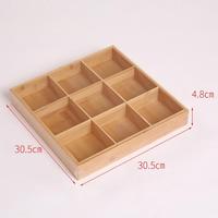 Plateau en bambou éco-responsable et durable à 9 compartiments pour la maison et les fêtes, certifié FSC, vaisselle en bois durable pour le rangement et le service