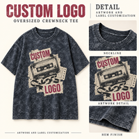 Kaos Oversize Katun Berat 220 GSM Custom Acid Washed Harga Terjangkau, Grafis Kaset Vintage, Streetwear Retro, Pakaian Olahraga