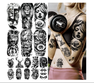 <span class=keywords><strong>Tatuaje</strong></span> temporal para hombres, mujeres, adultos, incluye tatuajes realistas 3D negros grandes, <span class=keywords><strong>tatuaje</strong></span> temporal de <span class=keywords><strong>media</strong></span> <span class=keywords><strong>manga</strong></span> - Product Image 3
