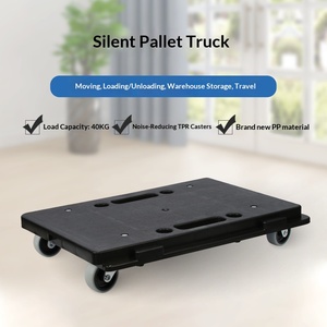 Chariot à plateforme en plastique argenté à quatre roues pour le rangement et une utilisation mobile - Product Image 2
