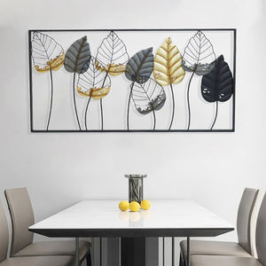 Décoration murale suspendue <span class=keywords><strong>en</strong></span> métal de style nordique de luxe Ming Rich, feuille dorée moderne <span class=keywords><strong>en</strong></span> <span class=keywords><strong>fer</strong></span> <span class=keywords><strong>forgé</strong></span> avec taille et logo personnalisables - Product Image 2