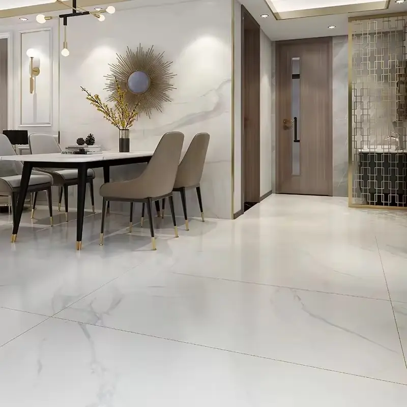 New Arrival cheap 11MM thickness marble look porcelain non slip tile floor tiles for bedroom livingroom