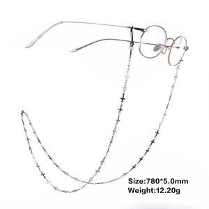 Cadenas de anteojos de acero inoxidable en estilos de cruz y <span class=keywords><strong>eslabones</strong></span> cruzados de corazón | Collar de <span class=keywords><strong>cadena</strong></span> con soporte para <span class=keywords><strong>gafas</strong></span> anticaída para mujer - Product Image 5