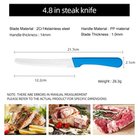 Ensemble de 6 couteaux à steak dentelés multifonctionnels, lame en acier inoxydable, manche en PP, boîte de couleur pour barbecue, ustensiles de fête