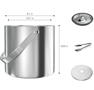 3L dải cao su màu đen ổn định Nắp Xô đá 304 thanh thép không gỉ đám cưới Xô đá xô rượu vang đỏ - Product Image 2